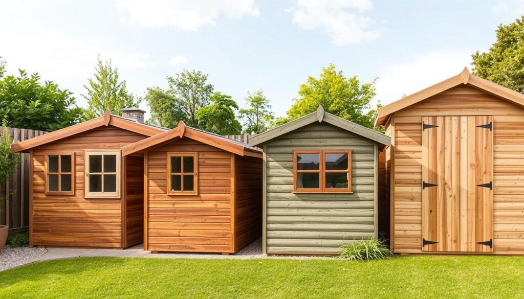Image de différents types de bardage bois pour abri jardin