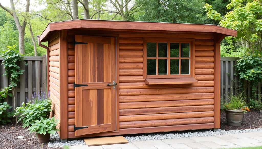 Image d'une porte et d'une fenêtre pour abri de jardin en bois