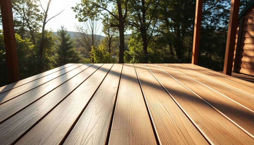 A serene wooden platform, bathed in natural light, stands tall and inviting. The smooth, weathered planks stretch out, creating a spacious stage for relaxation and entertainment. Sunlight filters through the nearby trees, casting a warm, golden glow across the sturdy structure. The platform's clean, minimalist design blends seamlessly with the surrounding natural environment, offering a rustic, yet modern aesthetic. Subtle shadows dance across the surface, adding depth and texture to the scene. This versatile wooden estrade provides a beautiful, functional space to enhance any outdoor living area, perfectly capturing the advantages of incorporating this natural element into your design.