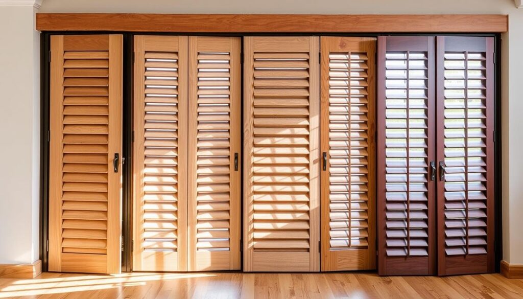 Image de différents types de bois pour volets coulissants