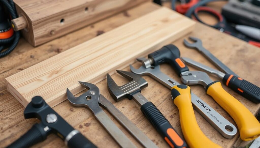 Image d'un ensemble d'outils pour l'installation d'un carport en bois