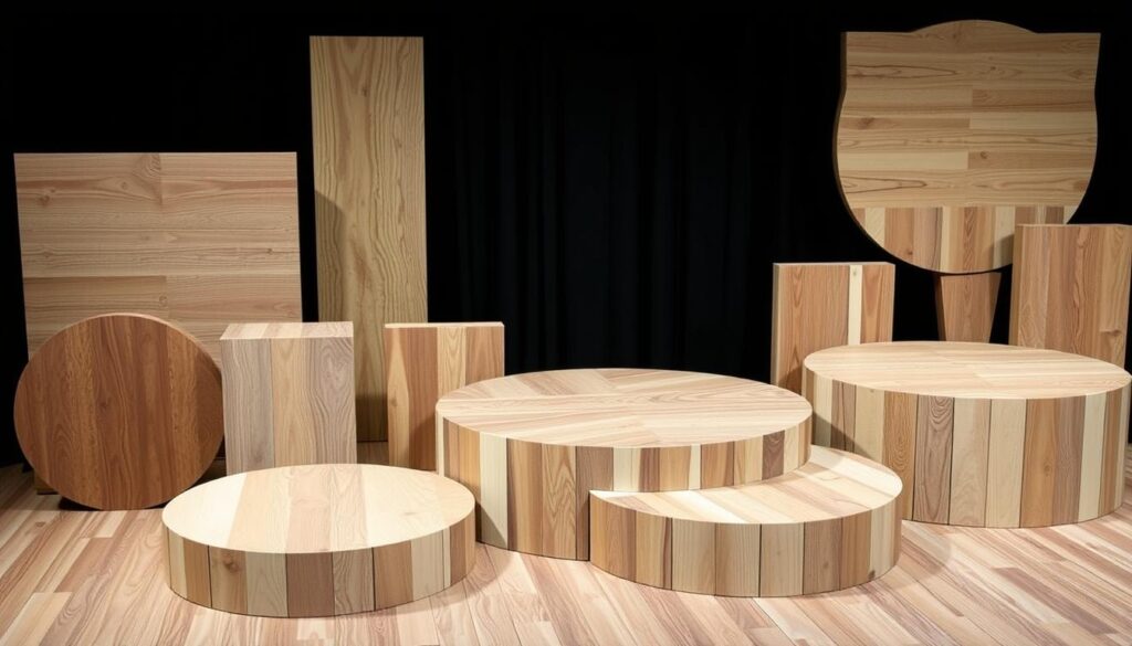 Image d'une sélection de différents types de bois pour estrade