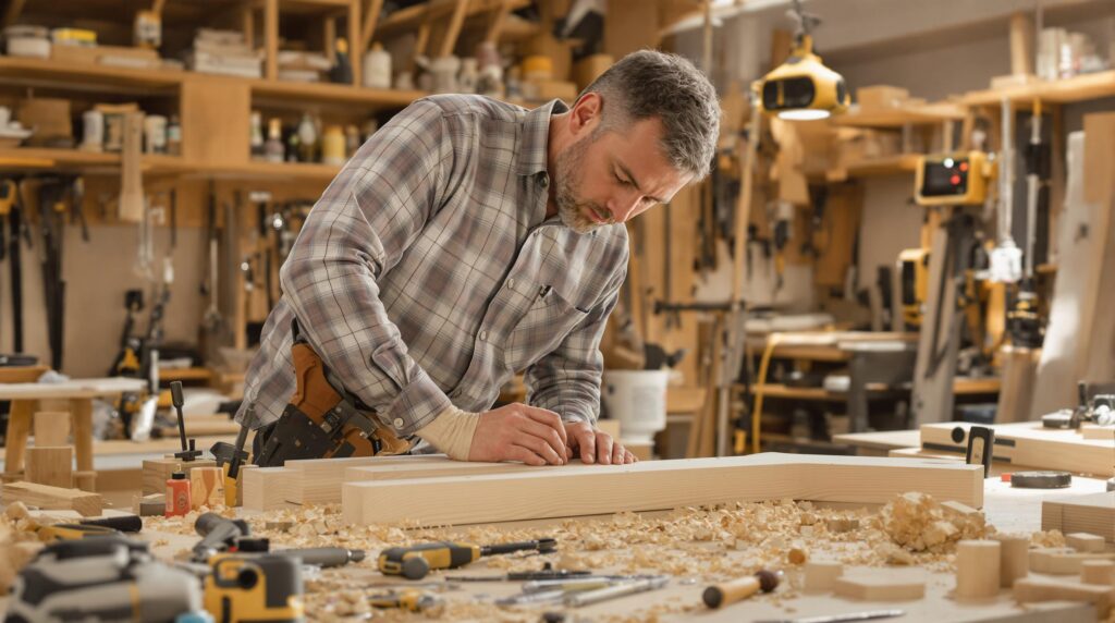 Personne travaillant bois construction-meuble diy