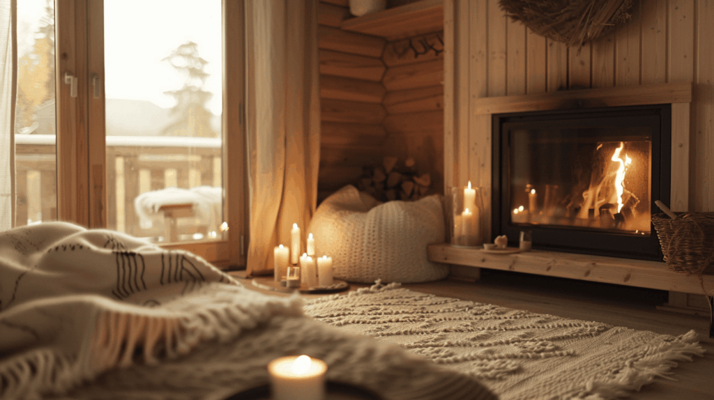 Cheminée chalet scandinave