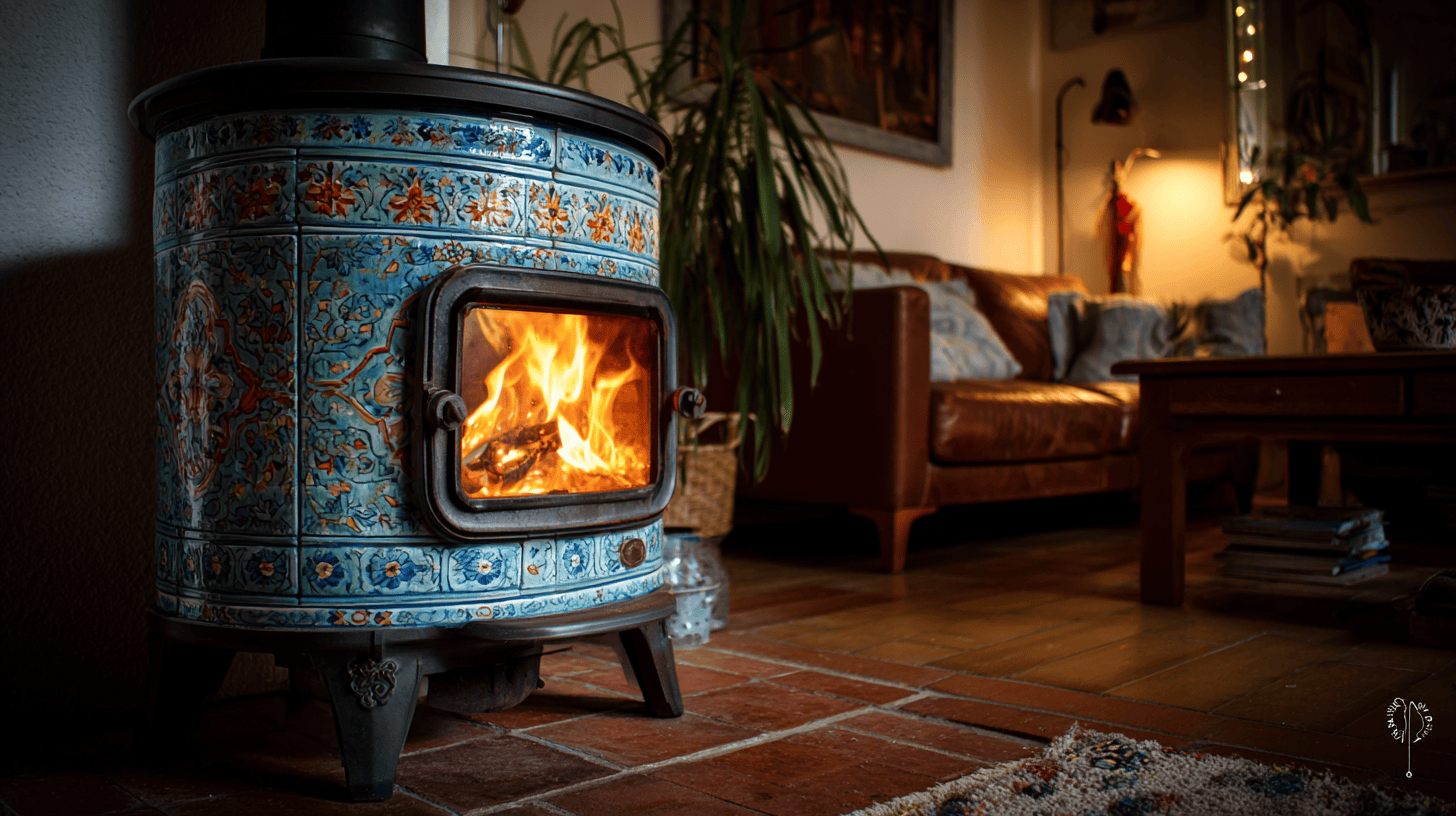 poele en faience kachelofen dans un salon