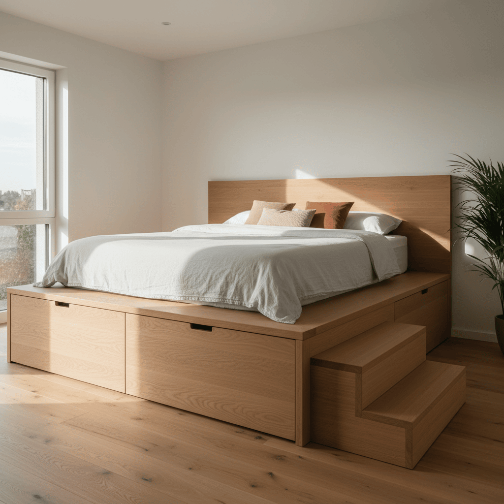 Estrade chambre avec lit surélevé