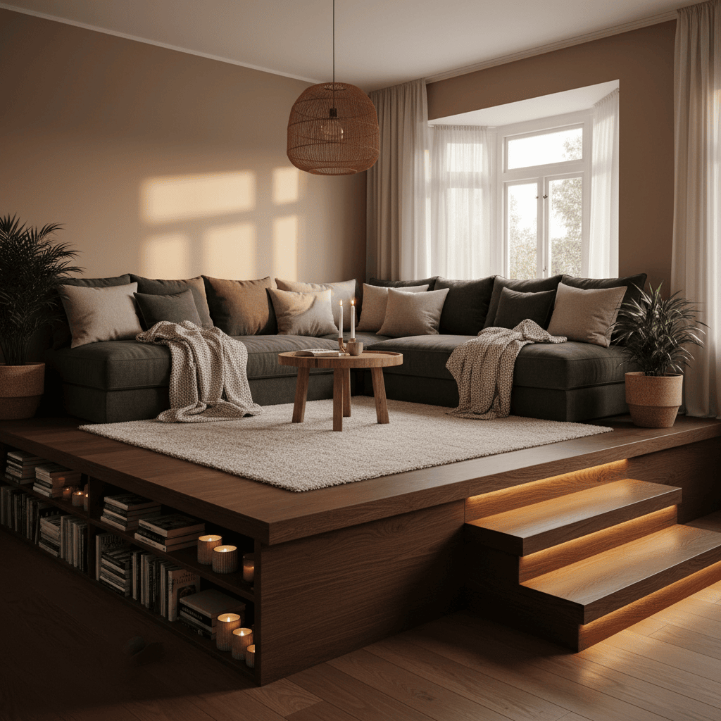 Estrade dans un salon cocooning